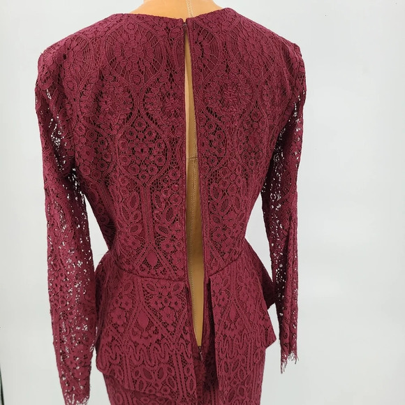 Adelyn Rae Deep Vneck Peplum Lace Long Sleeve Dress - Picture 7 of 14